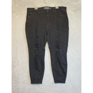 Torrid Premium Sky High Skinny Black Distressed Ripped Plus Size Jeans 20S